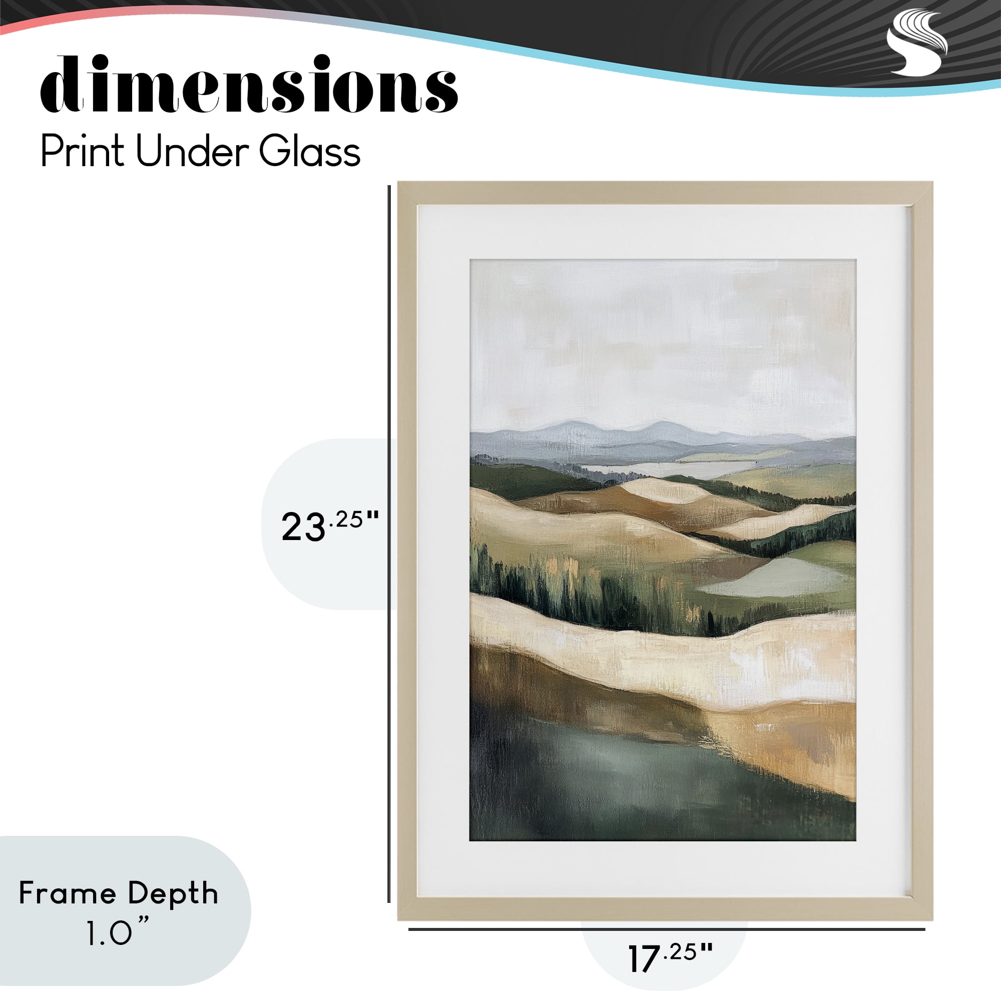 Stupell Industries Tranquil Rolling Hills & Fields Birch Framed Print Under Glass, design by Petal Prints Design