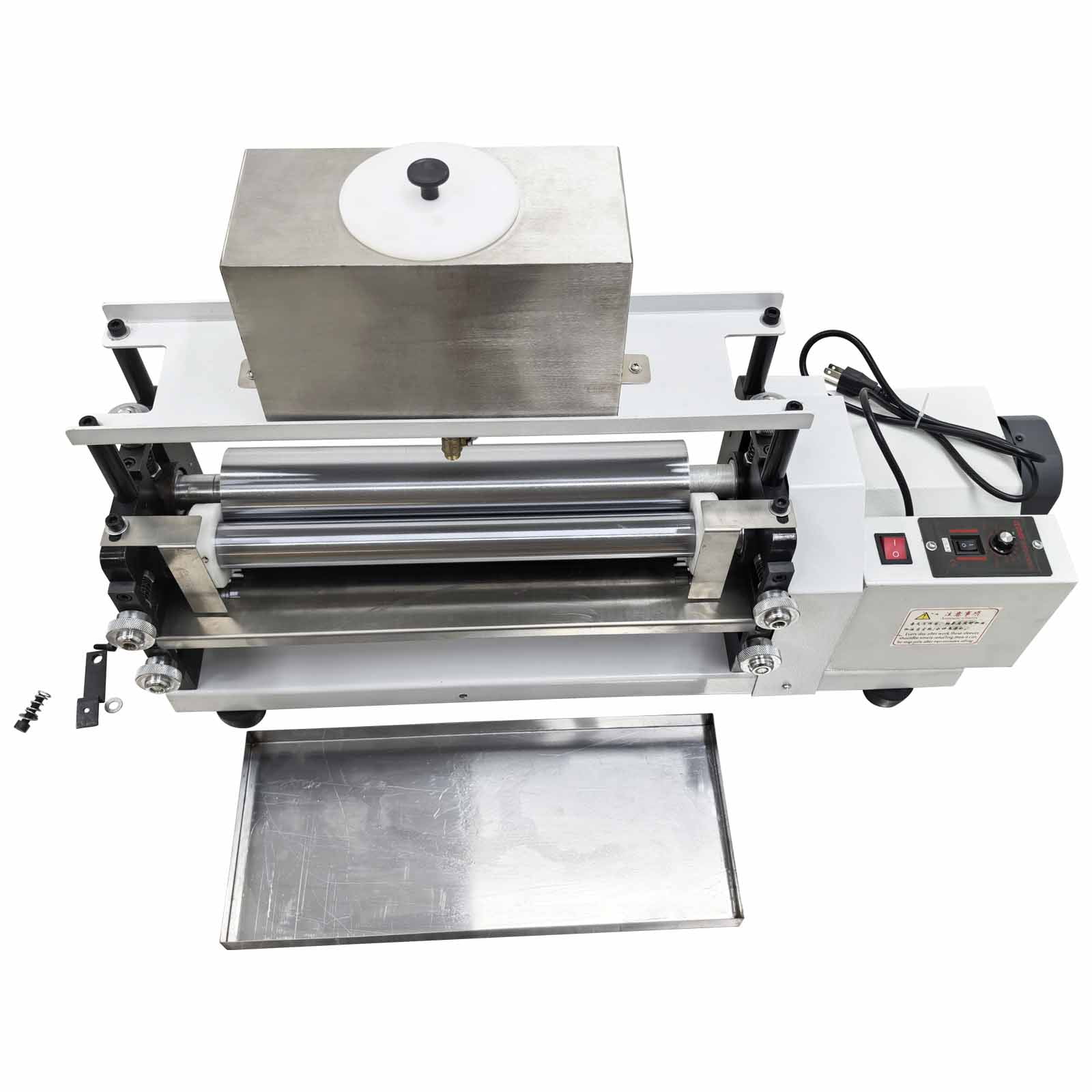Automatic Double-Sided Gluing Machine 15.35" Soft Roller Glue Coating Machine for Paper Leather Craft 110V