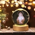 thumbnail image 4 of Gnmfd Crystal Night Light Engraved Holy Family Figurine LED Color Changing Lamp with Wooden Base Catholic Religious Decorative Night Light for Bedroom Living Room Desk Table Holiday Gift, 4 of 6