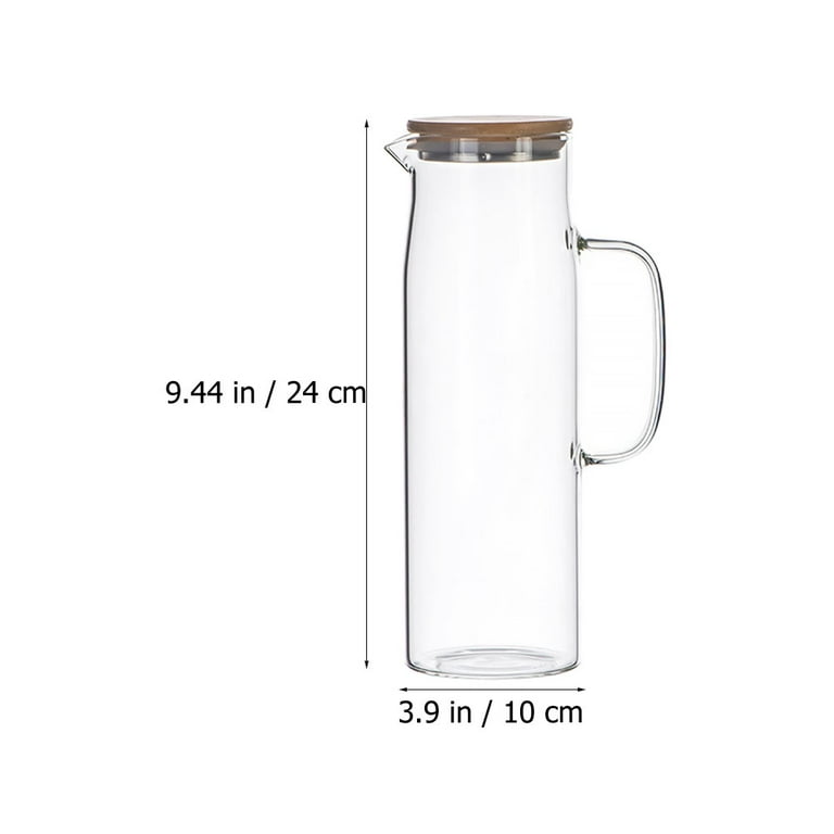 BOQO Glass Jug With Lid,Water Carafe with Stainless Steel Silicone Flip-top  Lid and Particular Coaster Brush,Glass Water Jar (68oz/2000ml).