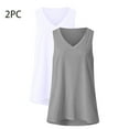 thumbnail image 4 of Moxiu Women's Summer Tank Tops V Neck Sleeveless Tops for Leggings T Shirts Loose Tunic Side Split Tanks Plus Size Dressy Casual 2025 Gray,XL, 4 of 5