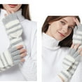 thumbnail image 3 of YUUZONE Striped Flip Cover Gloves Cartoon Knitted Fingerless Gloves with Flip Top Soft Winter Gloves Stretchy Glove for Women, 3 of 19