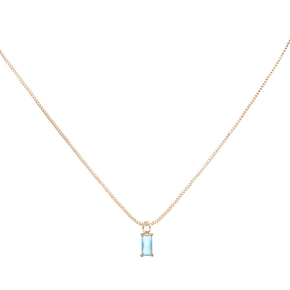 Uxcell Birthstone Necklace for Women, Teardrop Cubic Zirconia Pendant Necklace, Lake Blue
