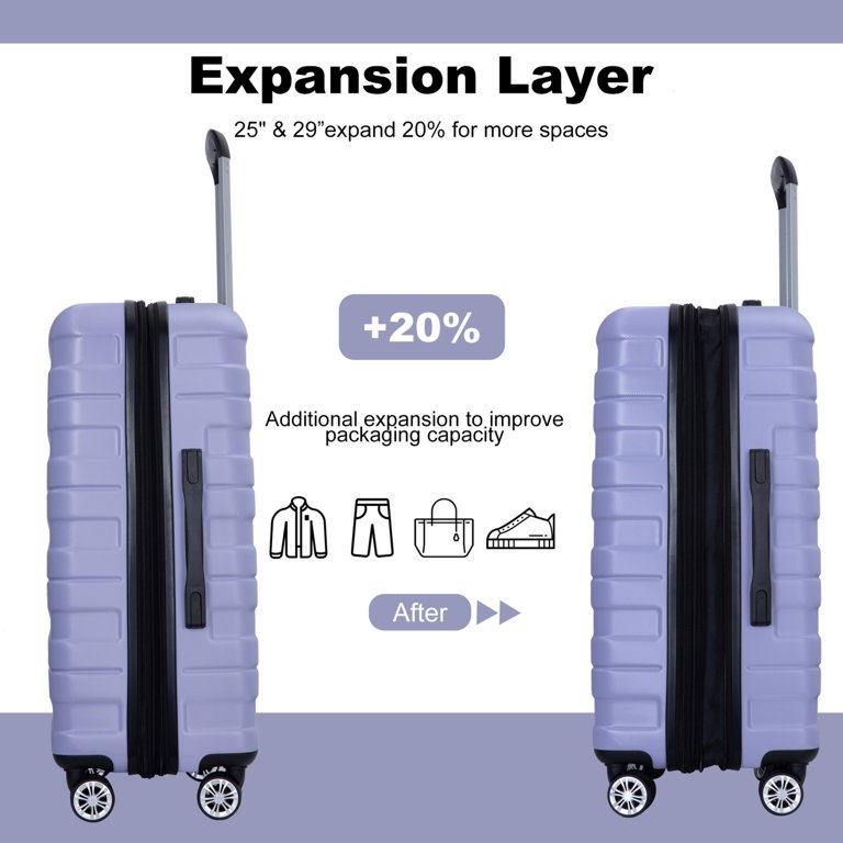 3 Piece Luggage Sets, Hardside Luggage Set with TSA Lock and