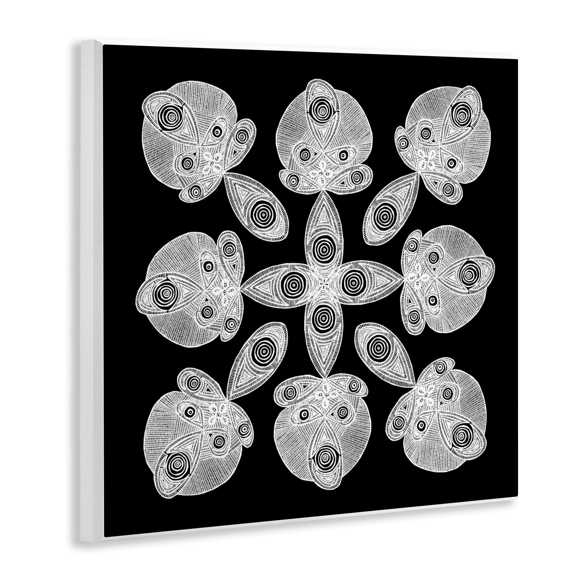 Stupell Industries Fractal Symmetry in Monochrome Wall Plaque Art, design by El Perkin