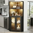 thumbnail image 6 of BROTTAR Corner Wine Bar Cabinet with LED Lights, 65" Tall Liquor Storage Cabinet with Glass Holder & Tempered Glass Door, Human Body Sensor for Dining Room Kitchen, Black, 6 of 7
