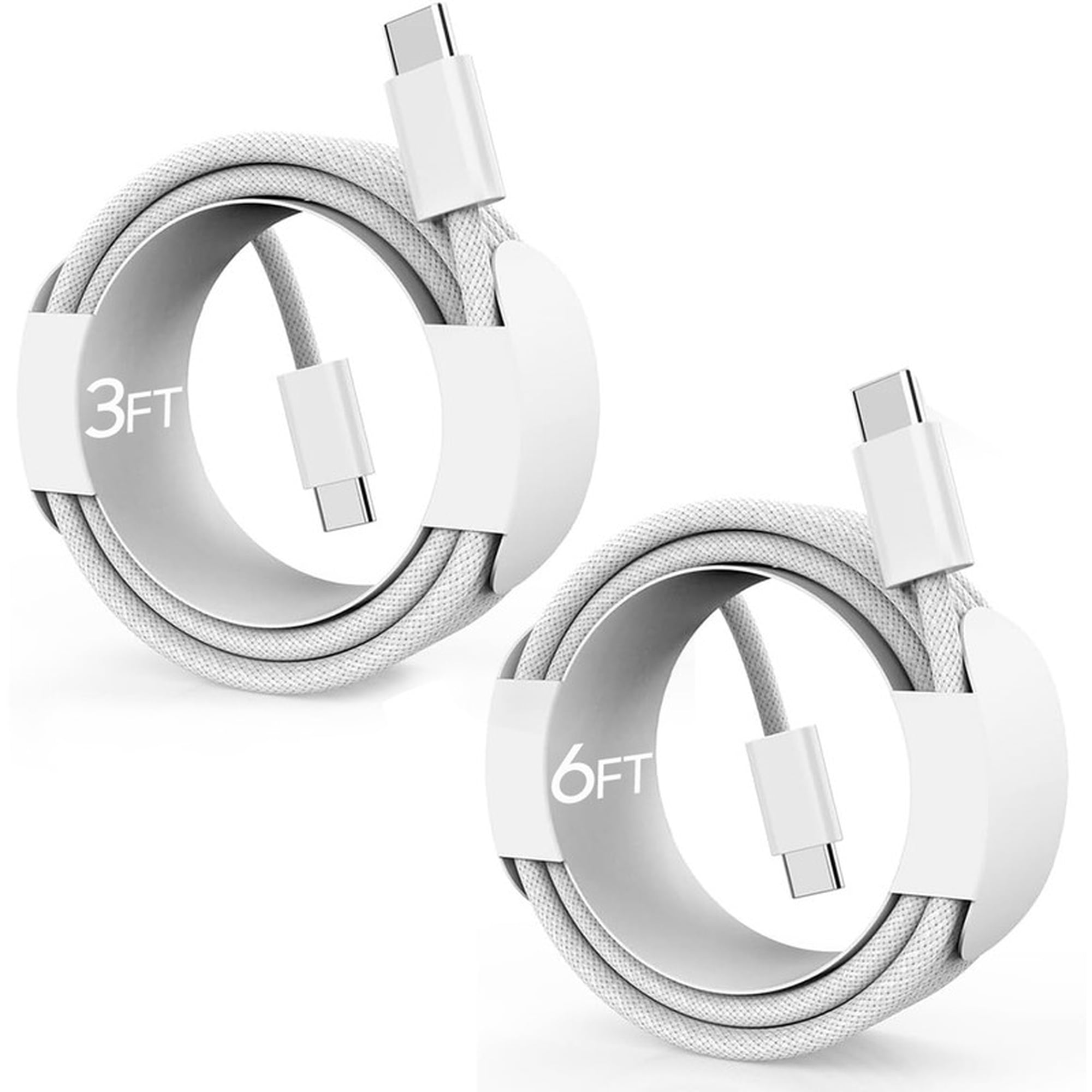 TTech USB-C to USB-C Fast Charger Charging Cable Woven Braided Cord (3ft + 6ft) Compatible with iPhone 16 / 15 Pro Max Plus modes / Samsung Galaxy S24 S23 S22 S21 Ultra, Universal USB-C