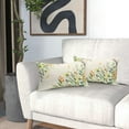 thumbnail image 6 of Spring Summer Lumbar Pillow Covers 12X20 Inch Set of 2 Yellow Flowers Leaves Butterfly Decorative Pillow Cases Green Leaf Floral Cotton Linen Cushion Case Farmhouse Home Decor for Sofa Couch Outdoor, 6 of 6