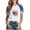 Flag Blue, variant on Cmfcve Women's Summer Graphic Tees Round Neck Plunge-cut Short Sleeves Gym Blouse Vintage Solid Color Independence Day Tunics