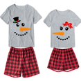 thumbnail image 1 of Conjunto de pijamas de pareja de Navidad para hombre y mujer, ropa de dormir corta, sombrero y pajarita, muñeco de nieve, adulto, 1 of 3