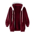 thumbnail image 4 of Winter Coat for Women 2023 Oversized Sherpa Jackets Fuzzy Fleece Hoodies Warm Zip Up Coat Outerwear with Pockets, 4 of 6