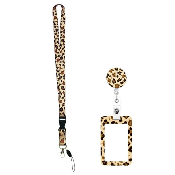 Lanyard with Retractable Badge Reel Card Holder Leopards Print Identity Card Badge Holder with Removable Neck Lanyard