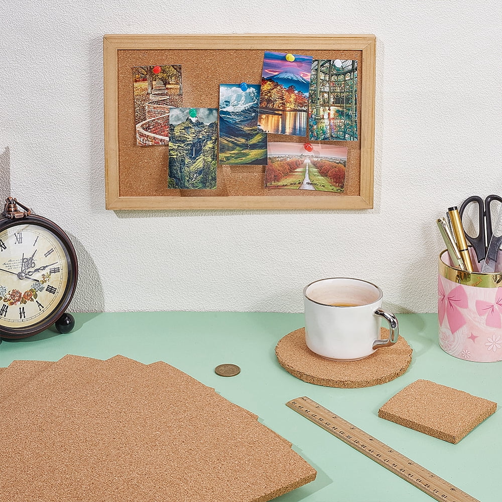 6 Pcs Rectangle Corkboards Tiles 8.2 x 11.6 x 0.3 inch Square Bulletin Boards Cork Board for Home School Office Display Supplies