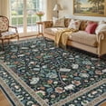 thumbnail image 3 of UERMEI 5x7 Area Rugs for Living Room, Indoor Washable Rug, Floral Area Rugs for Bedroom Home Office Decor Dining Room Carpets, Non Slip Low Pile - Black/Green/Brown, 3 of 14