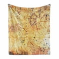 thumbnail image 1 of Island Map Soft Flannel Fleece Throw Blanket, Antique Treasure Map Grunge Rusty Style Parchment Print History Theme Boho Design, Cozy Plush for Indoor and Outdoor Use, 50" x 70", Beige, by Ambesonne, 1 of 6