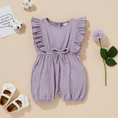

Girls Clothes Baby Boys Girls Sleeveless Solid Ruffles Romper Jumpsuit Clothes 80