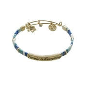 Time and Tru Womens Family Expandable Goldtone Beaded Wire Charm Bracelet, Blue