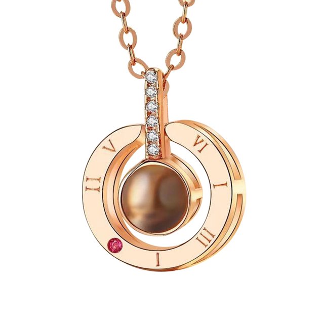 Funie Pendentif Collier Rond/cœur Projection Lumineuse 100 Langues Bijou