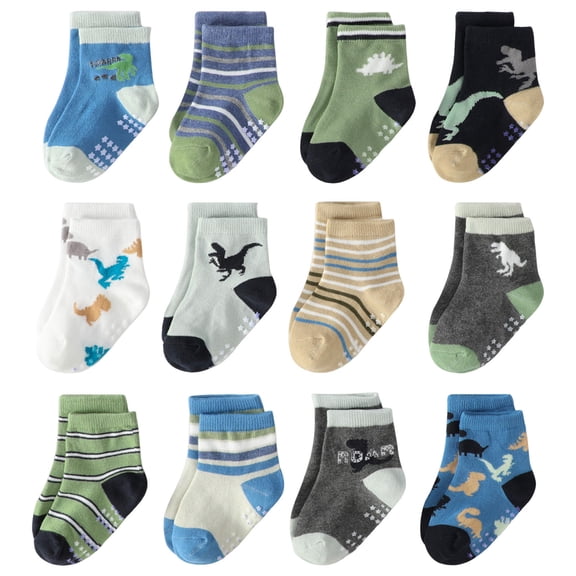KEXE Baby Girl Socks Infant Baby Cute Car Truck Pattern Anti Slip Crew Socks Non Skid Socks for Home(3-5 Years)