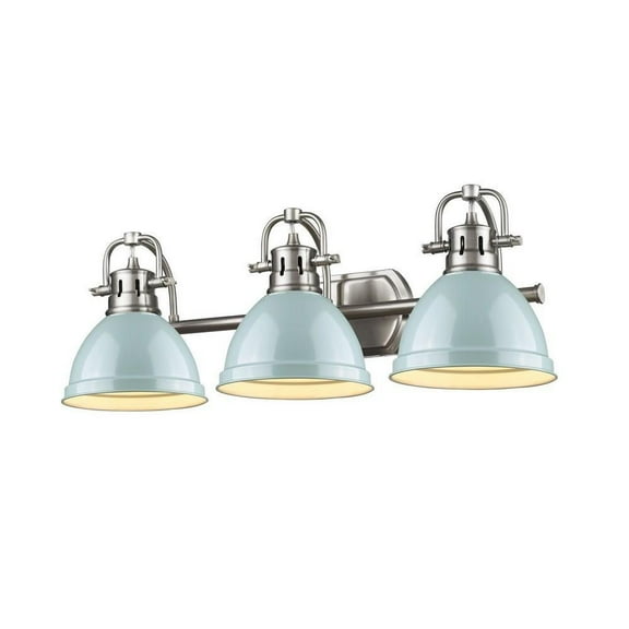 24.5 inch 3 Light Vanity Light in Classic Style 8.5 inches High By 24.5 inches Wide-Pewter Finish-Sea Foam Shade Color Bailey Street Home