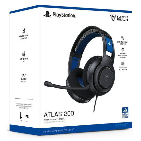 Turtle Beach® Atlas 200 Wired Gaming Headset for PS5™ & PS4™ (Black)