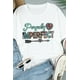 thumbnail image 3 of ABPHQTO Camiseta blanca con cuello redondo y estampado de letras con estampado occidental para mujer, 3 of 5