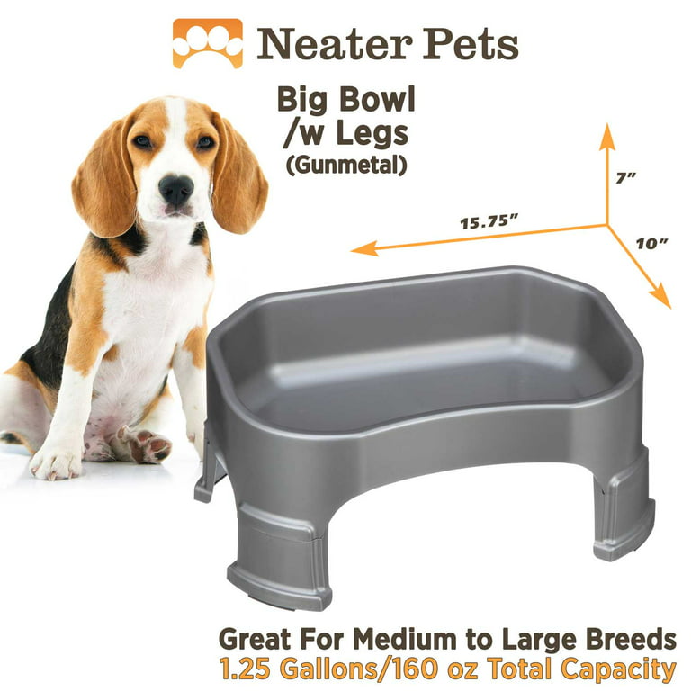 Neater Pets Big Bowl with Leg Extensions for Dogs - Raised for Feeding  Comfort - Extra Large Plastic Trough Style Food or Water Bowl for Use  Indoors or Outdoors, Outdoors, 1.25 Gallon (
