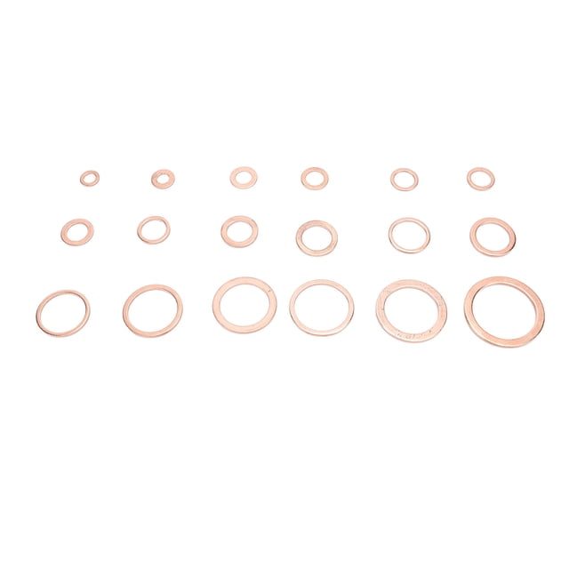 Copper Washers Assorted Kit, Long Lasting Metric Copper Sealing Washers Portable for Boats for Motorcycles