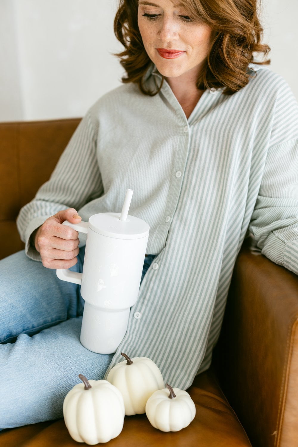 Simple Modern 30 fl oz Insulated Stainless Steel Trek Tumbler with Straw Lid | Cute Ghosts
