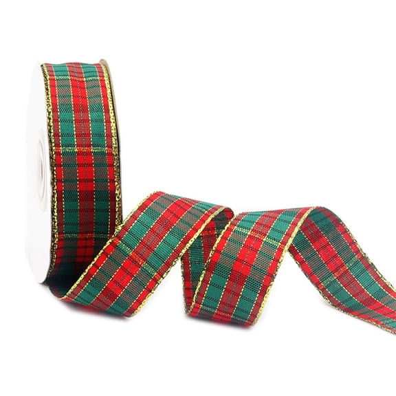 Triani 1 Inch Traditional Tartan Ribbon 25 Yard Woven Edge Plaid Ribbon for Christmas Crafts Gift Wrapping Tree Decor Bow Making
