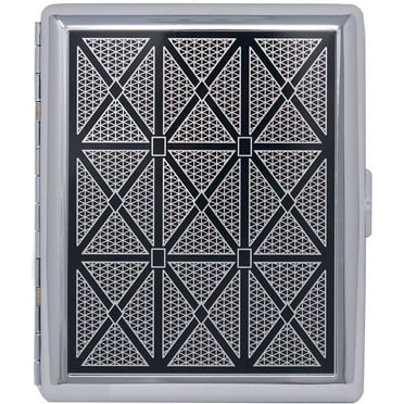 Silver Geometric Xs Metal-Plated Cigarette Case (Full Pack - 20 100s Size Cigarettes)