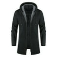 thumbnail image 5 of Turilly Hooded Jackets for Men Solid Color Thicken Windbreaker Mid Length Hooded Jacket, 5 of 5