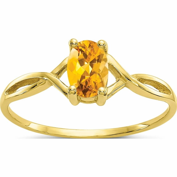 10K Yellow Gold Polished Geniune Citrine Birthstone Ring (Size 7) Made In India 10xbr236