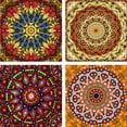 thumbnail image 1 of Ueasy 5D DIY Diamond Painting Set Decorating Cabinet Table Stickers Crystal Rhinestone Diamond Embroidery Paintings Pictures For Study Room, Flower Painting. (25X25CM/9.8X9.8inch) 4 Pack, 1 of 7