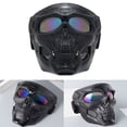 thumbnail image 4 of Gafas de moto con forma de calavera y correa ajustable antideslizante para ciclismo todoterreno, lentes multicolores y negras, 4 of 12