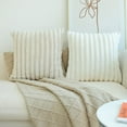 thumbnail image 7 of Sanmadrola Throw Pillow Covers 18x18 inch Pack of 2 Faux Fur Plush Decorative Throw Pillow Covers Couch Cushion Case Soft Pillow with Velvet Back for Sofa, Bed, Living Room, Cream White, 7 of 7