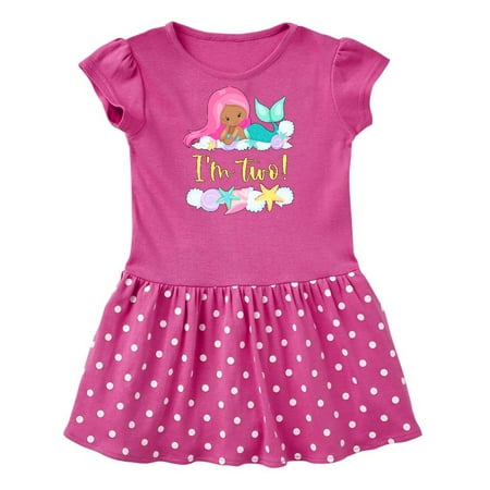 

Inktastic I m 2 Mermaid with Pink Hair and Shells Gift Baby Girl Dress