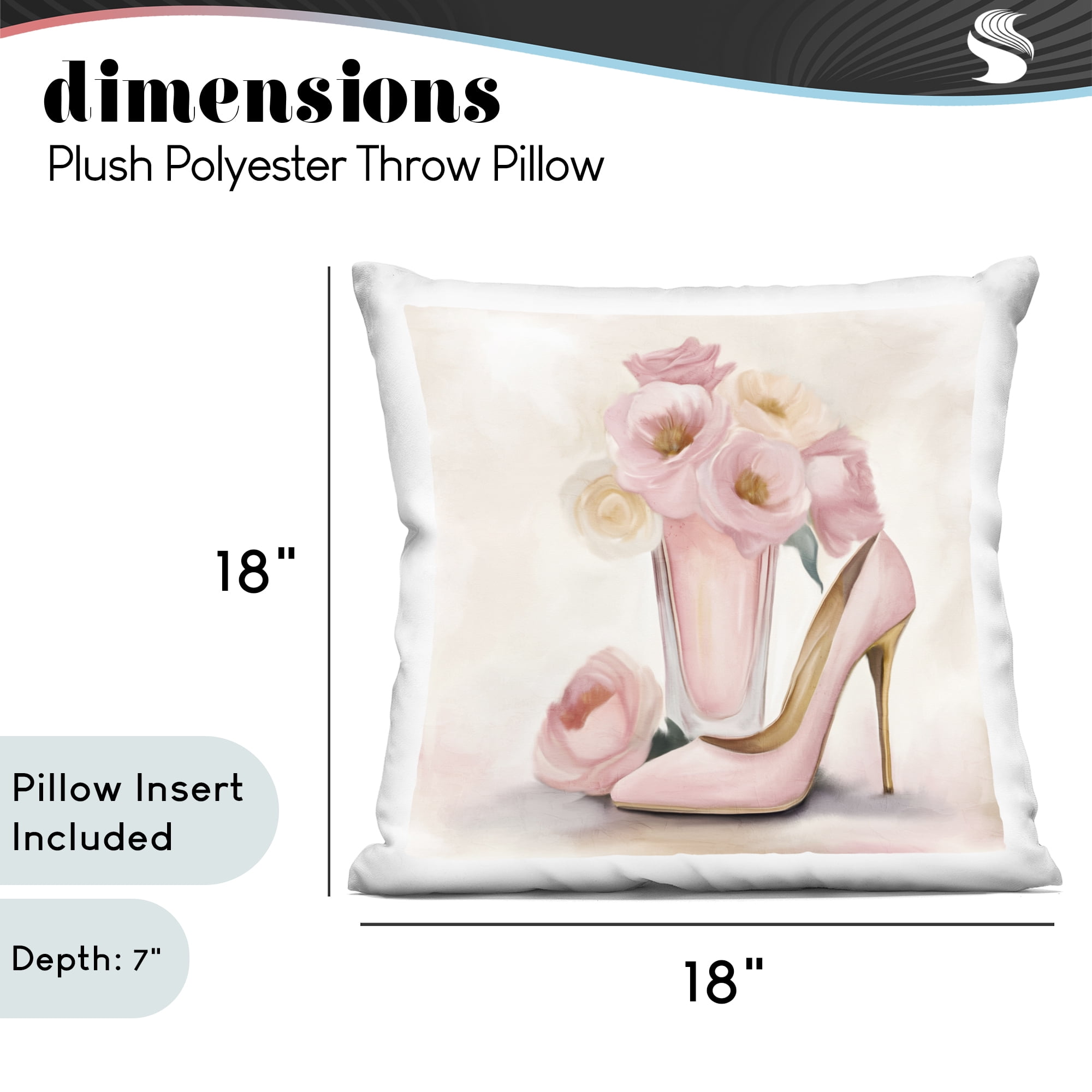 Stupell Industries Pink Beauty Bouquet Decorative Printed Throw Pillow, design by Kim Allen, 18 x 7 x 18