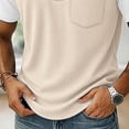 thumbnail image 7 of Mceream Henley Shirts for Men Short Sleeve with Pocket Casual Basic Tee Shirts Textured Color Contrast Tshirts Soft Knitted Vacation Clothes Trendy Tunic Tops Plus Size Beige XXL, 7 of 7