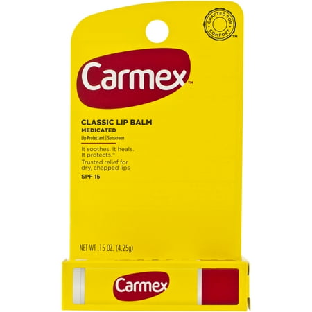 Carmex Classic Lip Balm, Lip Protectant Sunscreen SPF 15, 0.15 Ounce Stick