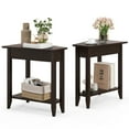thumbnail image 1 of Gymax 2 PCS 2-Tier End Table Irregular Narrow Sofa Side Nightstand w/ Storage Shelf Espresso, 1 of 9
