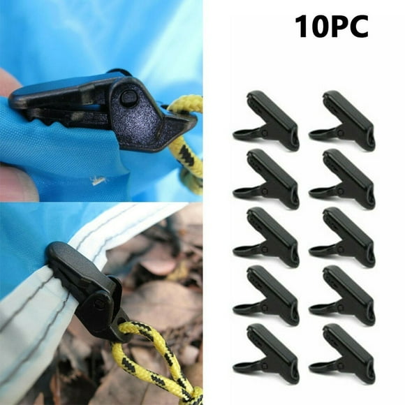 10Pcs Outdoor Tent Clip, Uscallm Outdoor Tent Clips Wind Rope Clips for Camping Tents Tarps Sunshades, Heavy Duty Plastic Tent Peg Clips, Secure Tent Stakes Guy Lines, 10 Pack Camping Gear