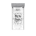 thumbnail image 1 of Saying Bedding Set with Sheet & Covers, Sleep Less Dream More Lettering on Sunbursting Rays Frame on the Ink Background, Printed Bedroom Decor 2 Shams, 4 Sizes, Black and White, by Ambesonne, 1 of 3