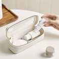 thumbnail image 4 of Women PU Makeup Brush Bag Makeup Brush Holder Bag Cosmetic Organizer Bag Large Capacity Makeup Storage Bag Transparent Portable Cosmetic Pouch Dual Zipper Travel Cosmetic Bag (White), 4 of 7