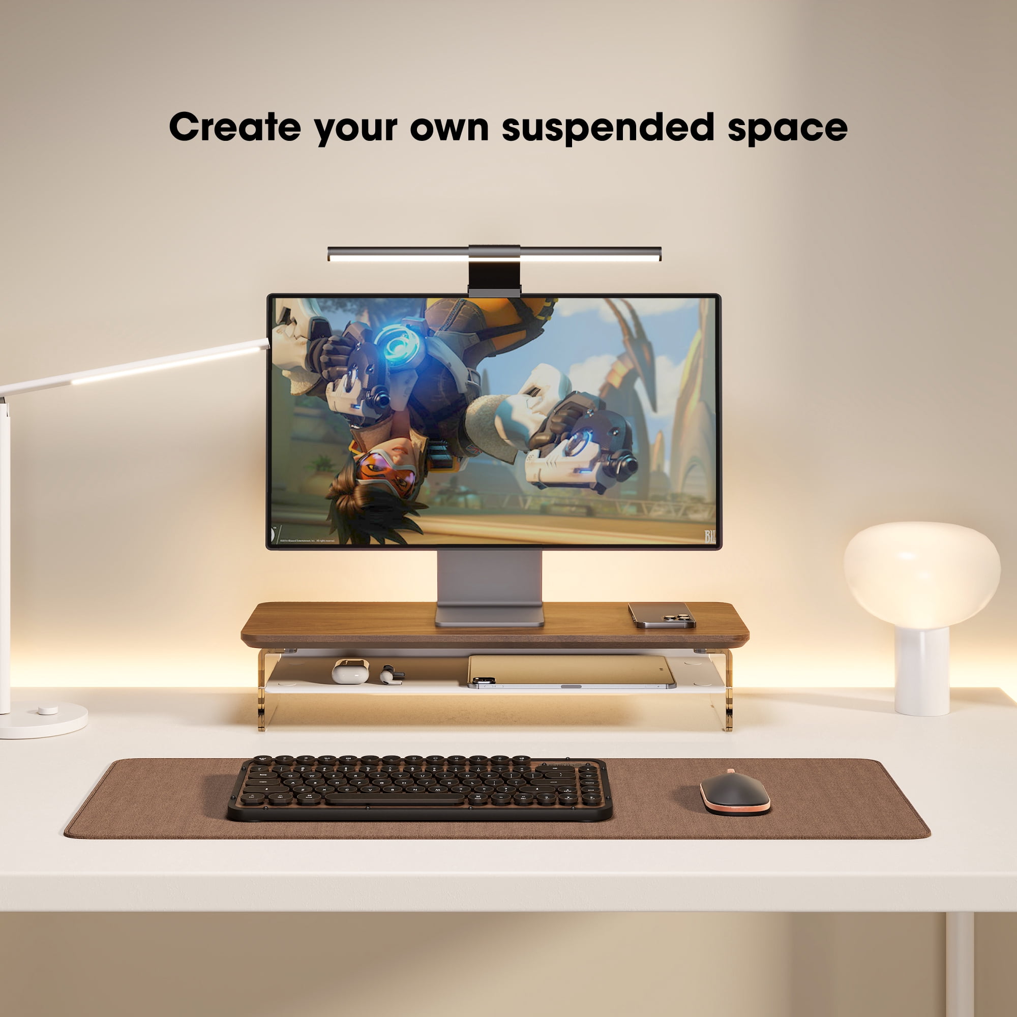 Fenge Acrylic Monitor Stand Riser, 23.6 Inches Acrylic Clear Monitor Stand