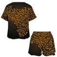 thumbnail image 3 of Leopard Print Pattern Women's Ruffle Short Sleeve Tops And Shorts Cute Peeps Bunny Pajamas Sets, 3 of 7