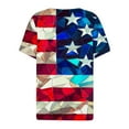 thumbnail image 5 of DeHolifer Women's T-Shirts Plus Size Independence Day Printed V-Neck Button Dressy Blouse Lightweight Casual Tunic Tops Blue 3XL, 5 of 5