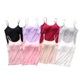 thumbnail image 2 of Camiseta sin mangas con sujetador informal suave y acolchado para mujer, camiseta sin mangas con tirantes finos, camisola para mujer con sujetador incorporado, Tops transpirables de verano, 2 of 5