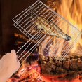 thumbnail image 3 of 1 pieza Cesta para parrilla de pescado Cesta para parrilla Cesta para parrilla de acero inoxidable Juego fácil de voltear con asas desmontables Parrilla para asar Pescado Carne Cestas para verduras Pa Afortunado Sencillez, 3 of 4