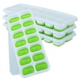 thumbnail image 2 of DOPI Stackab Cubes Covered Flexible Tray 4Pc With 14 Ice Plastic Rubber Set Ice Molds Kitchen，Dining & Bar Strawberry Themed Stuff Green, 2 of 5